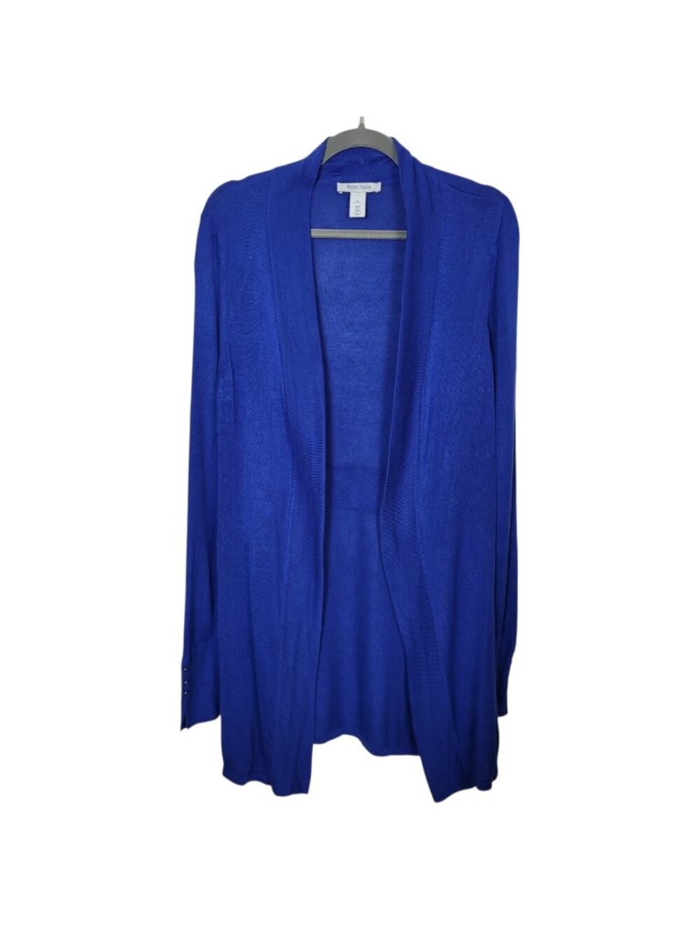WHBM White House Black Market Longline Royal Blue Open Front Cardigan Sweater Md